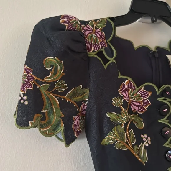 FARM RIO Black Ravenala Short Sleeve Maxi Dress, Size XX-Small, $320 - Picture 9 of 10